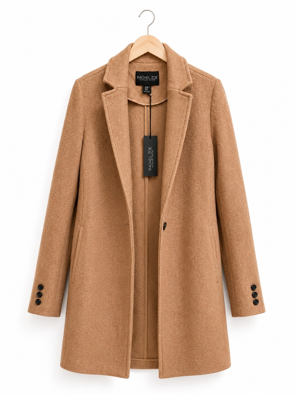 Rachel Zoe Camel Single-Button Wool-Blend Coat - Picture 1 of 7